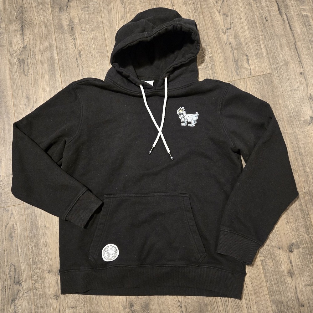 Goat USA Adult Sz M Pullover Drawstring Hoodie Long Sleeve Black Kangaroo Pocket